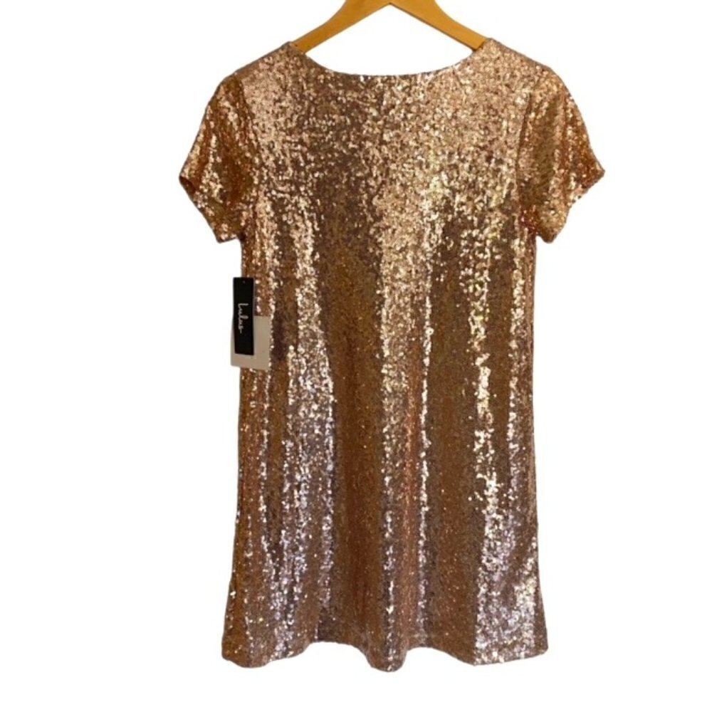NWT LuLus Rose Gold Sequin Dress XSmall - Picture 4 of 6
